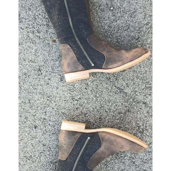 Cat By Caterpillar Sabrina Wool & Leather Tall Boots Zip Up Riding Gray Sz 8W - Picture 8 of 10